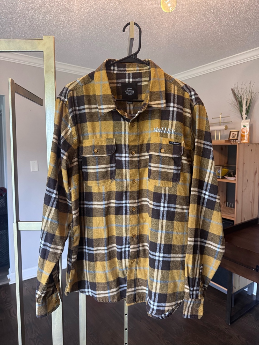 Jacks Surfboards Men's Mustard Plaid Shirt Jacket - Lightweight Layering